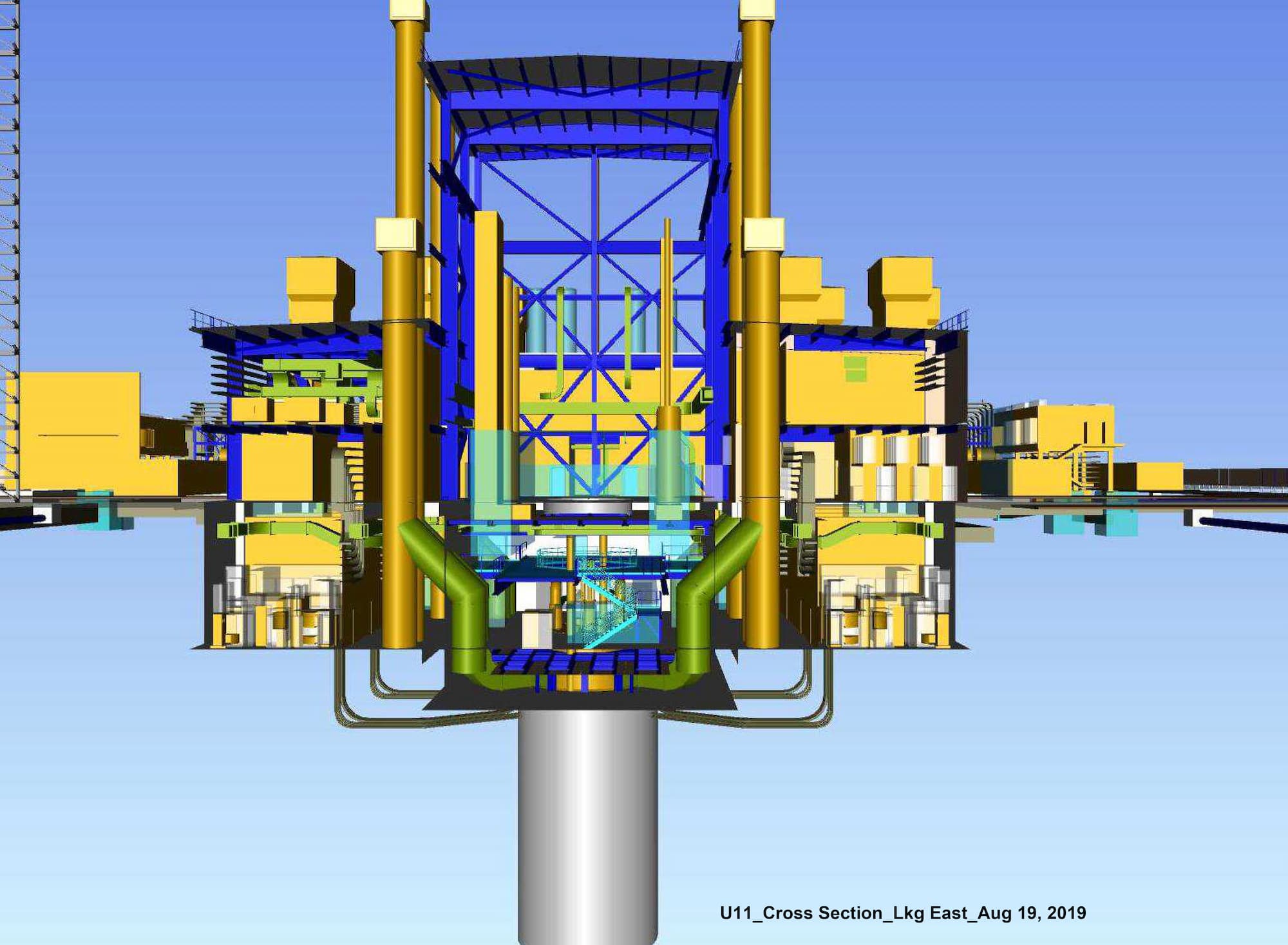 3-D animation of the east cross section of the Versatile Test Reactor.