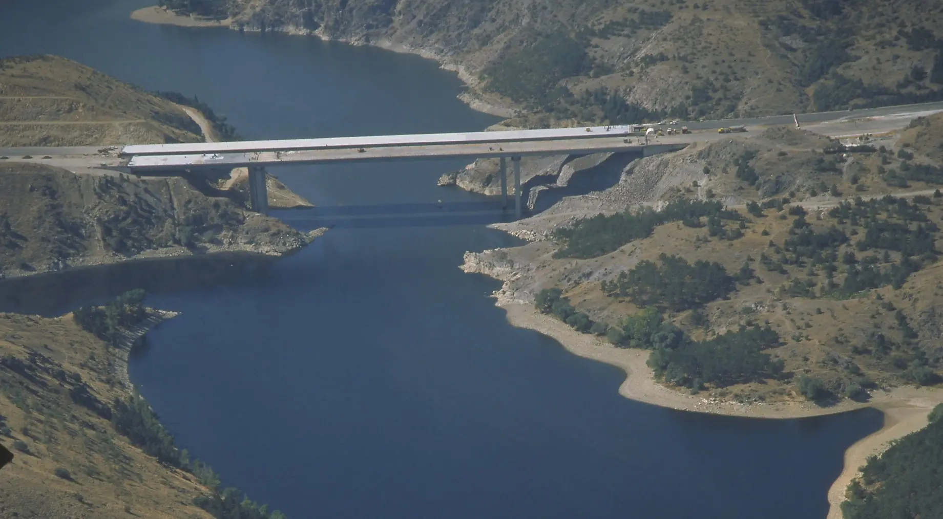 Aerial view of Ankara-Gerede Highway crossing a river.