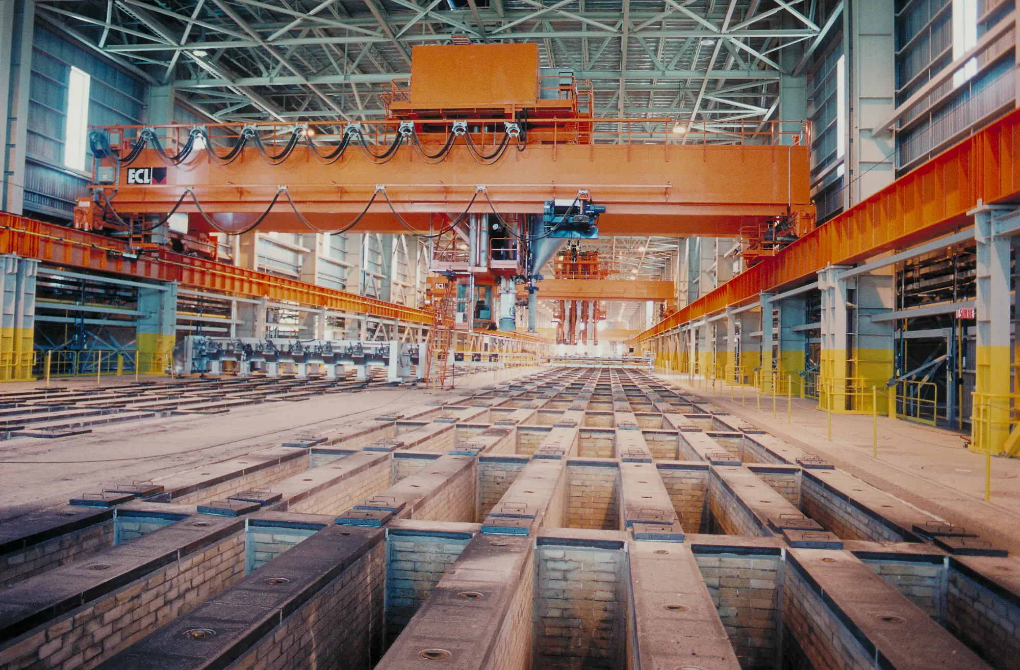 Nearly completed interior view of aluminum smelter project.