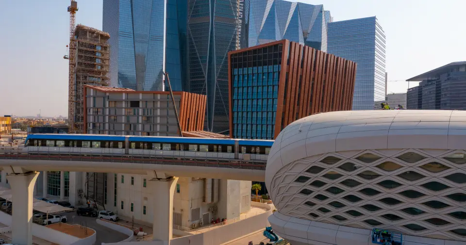 Riyadh Metro Project Train Leaving KAFD 