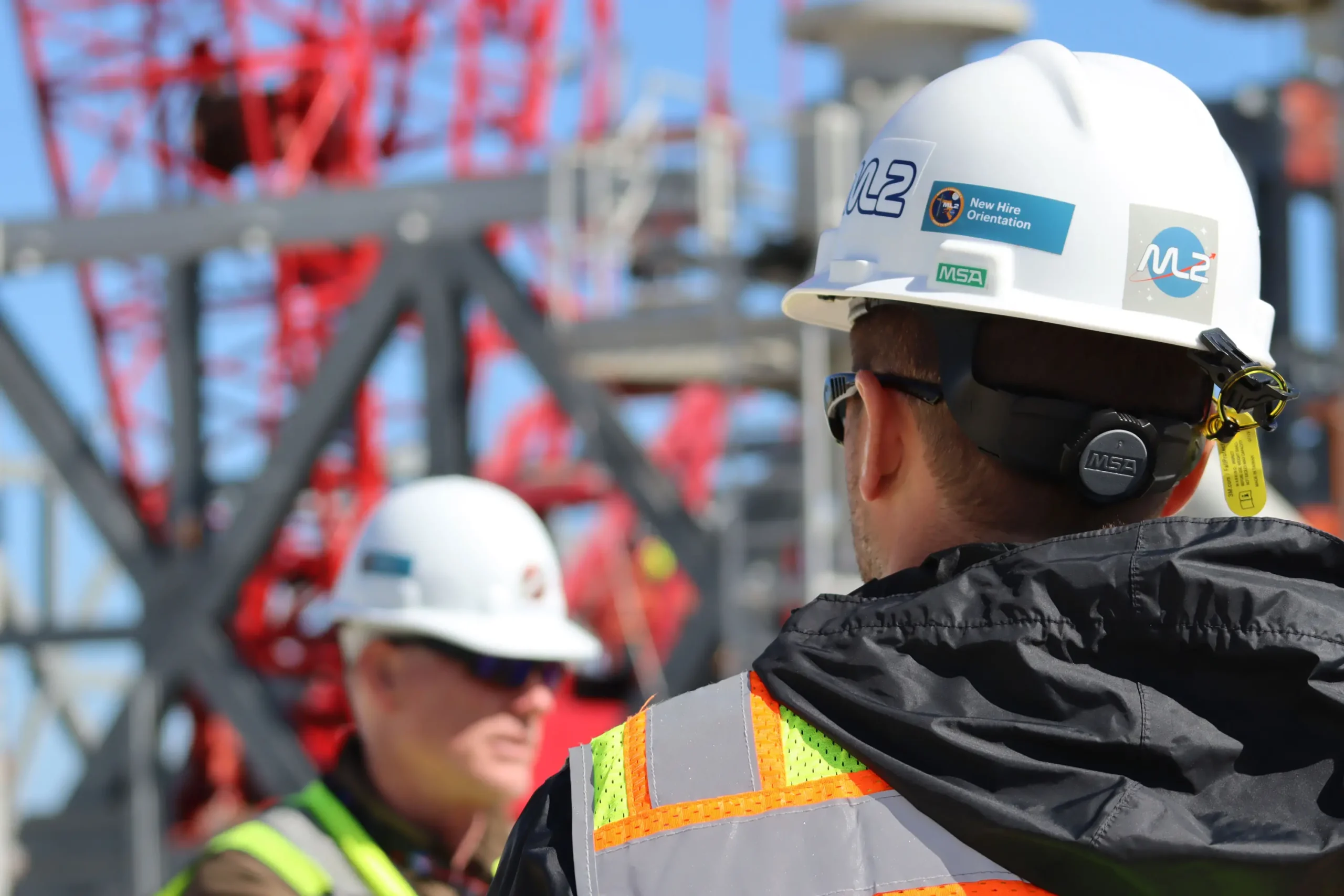 A member of the ML2 construction team observes the lift of 1.2.1.
