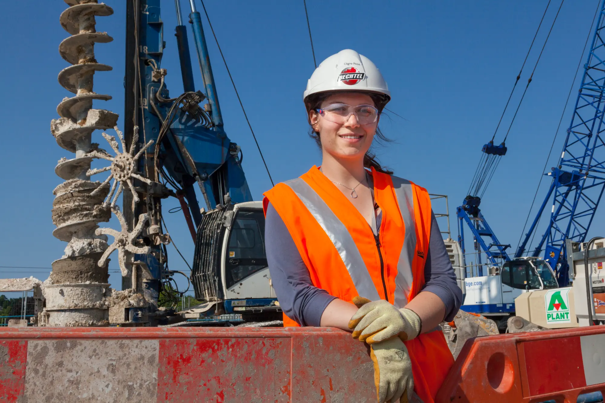 Female Engineer at the Reading Station elevated railway site.